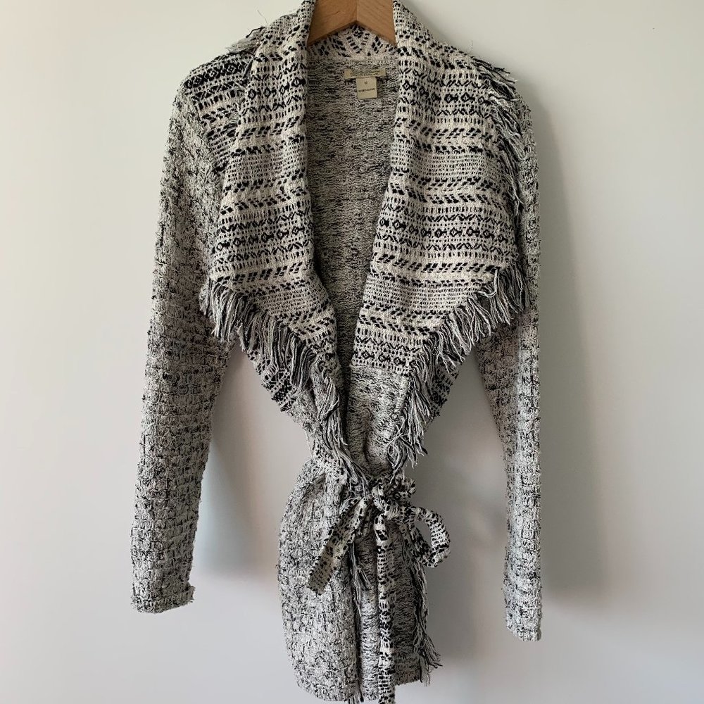 Lucky Brand Chunky Knit Sparkle Fringe Cardigan
